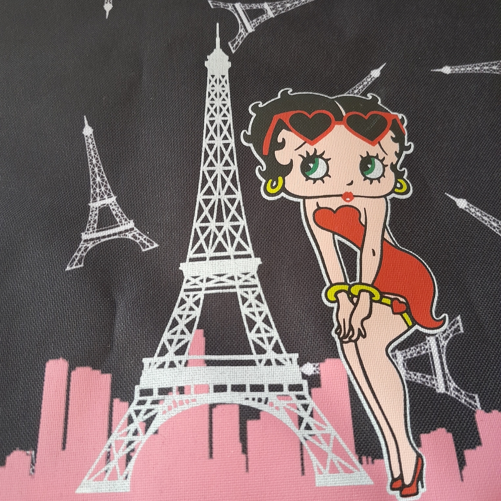 Betty Boop Black Tote Bag with Eiffel Tower Design - Picture 2 of 8